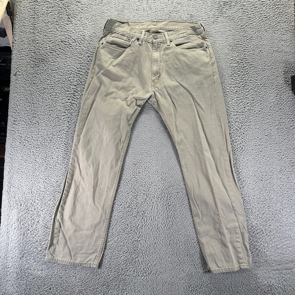 Levi's 505 Jeans Mens 36x32 Beige Cotton Denim Straight Leg Travel Streetwear